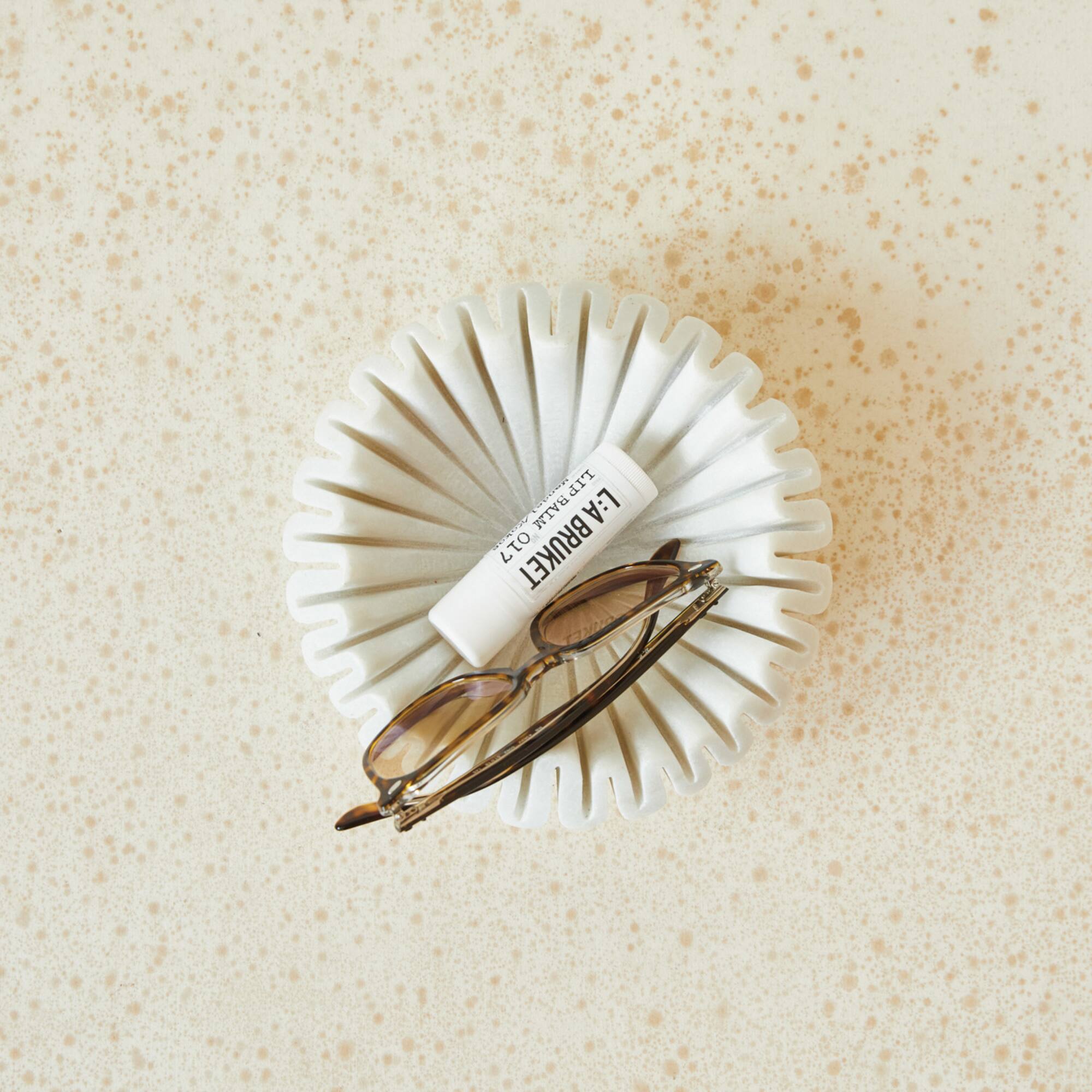 Hello Honey® 7" White Round Marble Pleated Dish